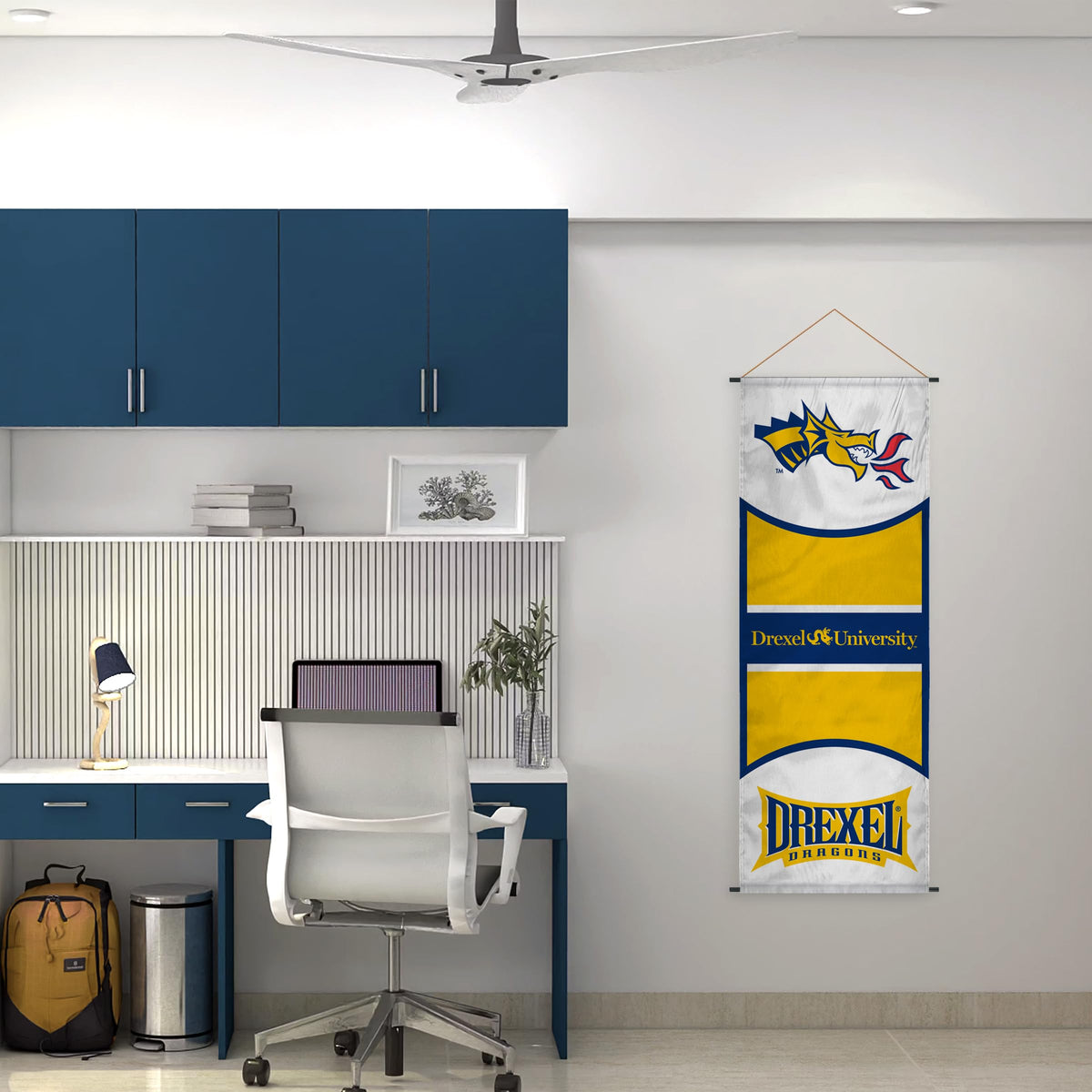 AGAS Drexel DU University Banner Scroll Sign 17.5" × 48" with Hanging Cord – Polyester Dragons Wall Banner
