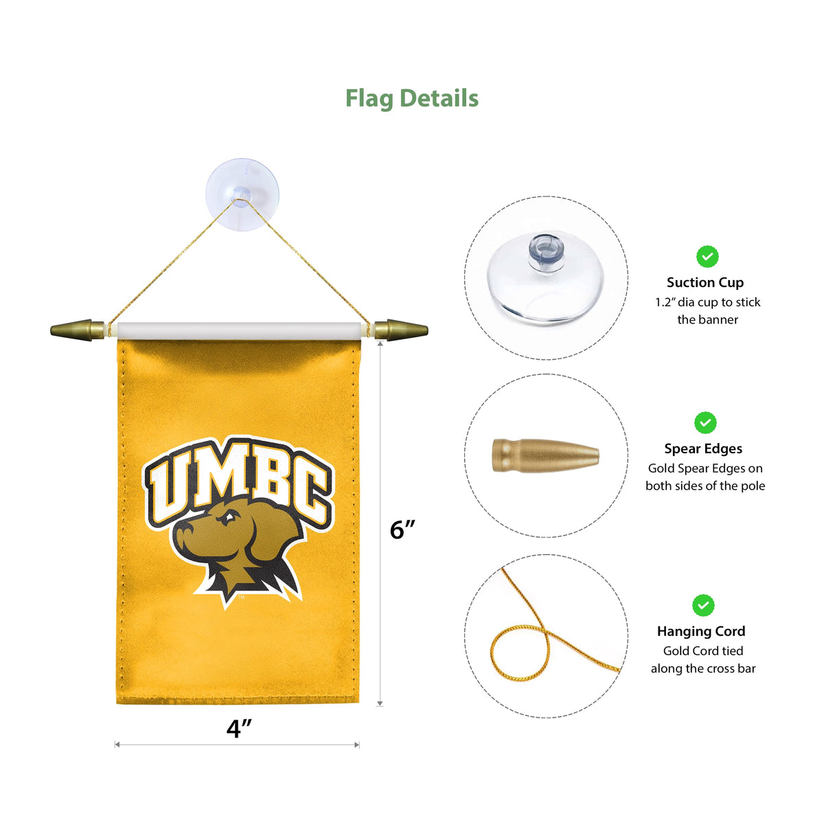 University of Maryland Baltimore County Mini Banner 4 x 6 inch
