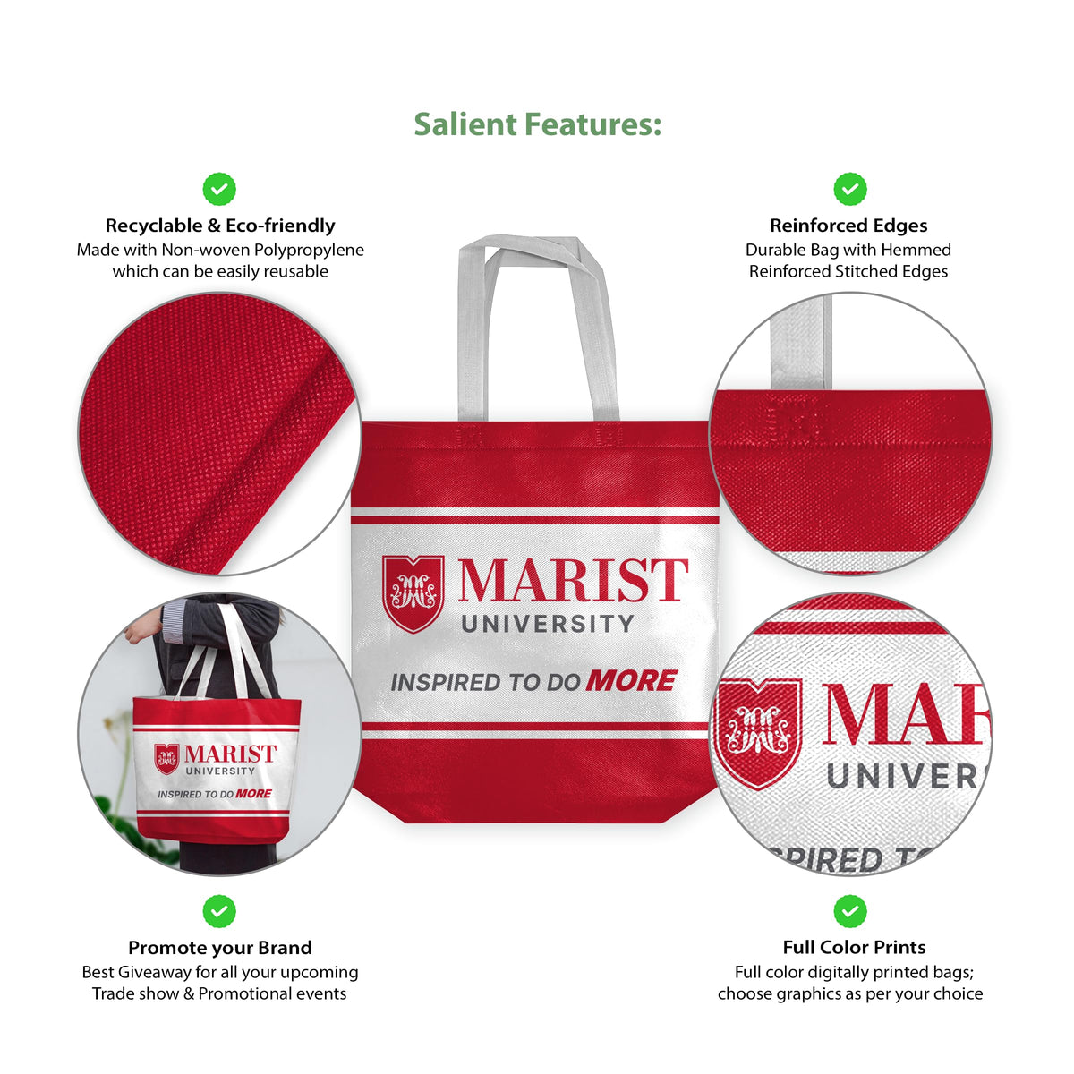Marist University Tote Bag 14 x 14 x 8 inch