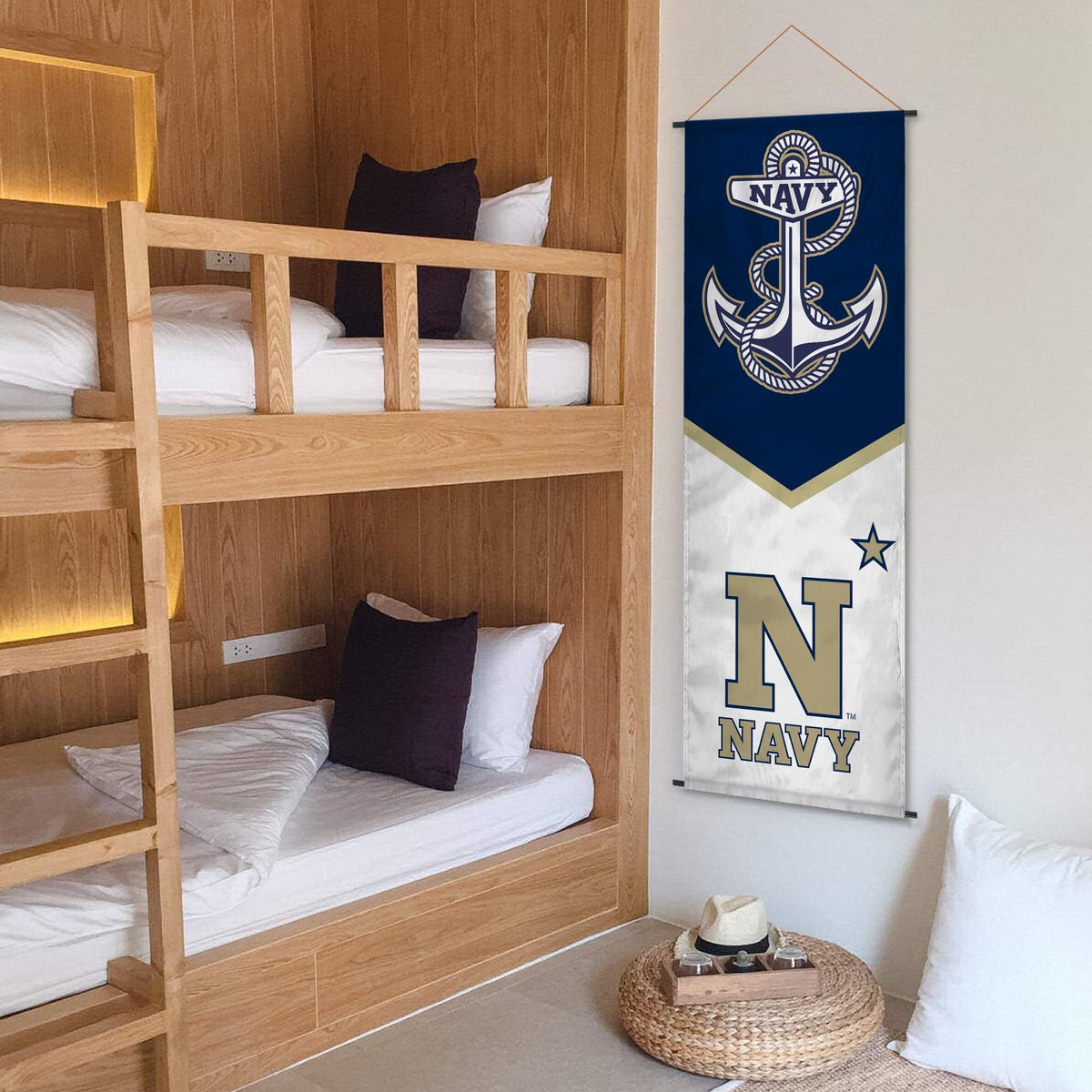 AGAS Naval Academy Anchor Banner Scroll Sign 17.5" × 48" with Hanging Cord – Polyester Midshipmen Wall Banner