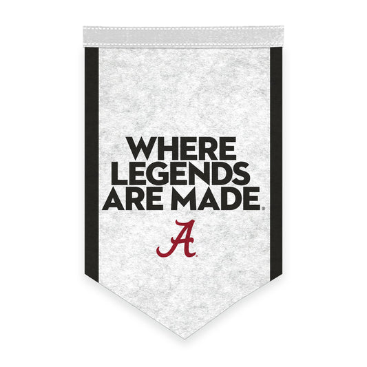 AGAS Small Alabama University Football Where Legends are Made V-Cut Felt Banner -12"x18" - with 1" Pole Sleeve