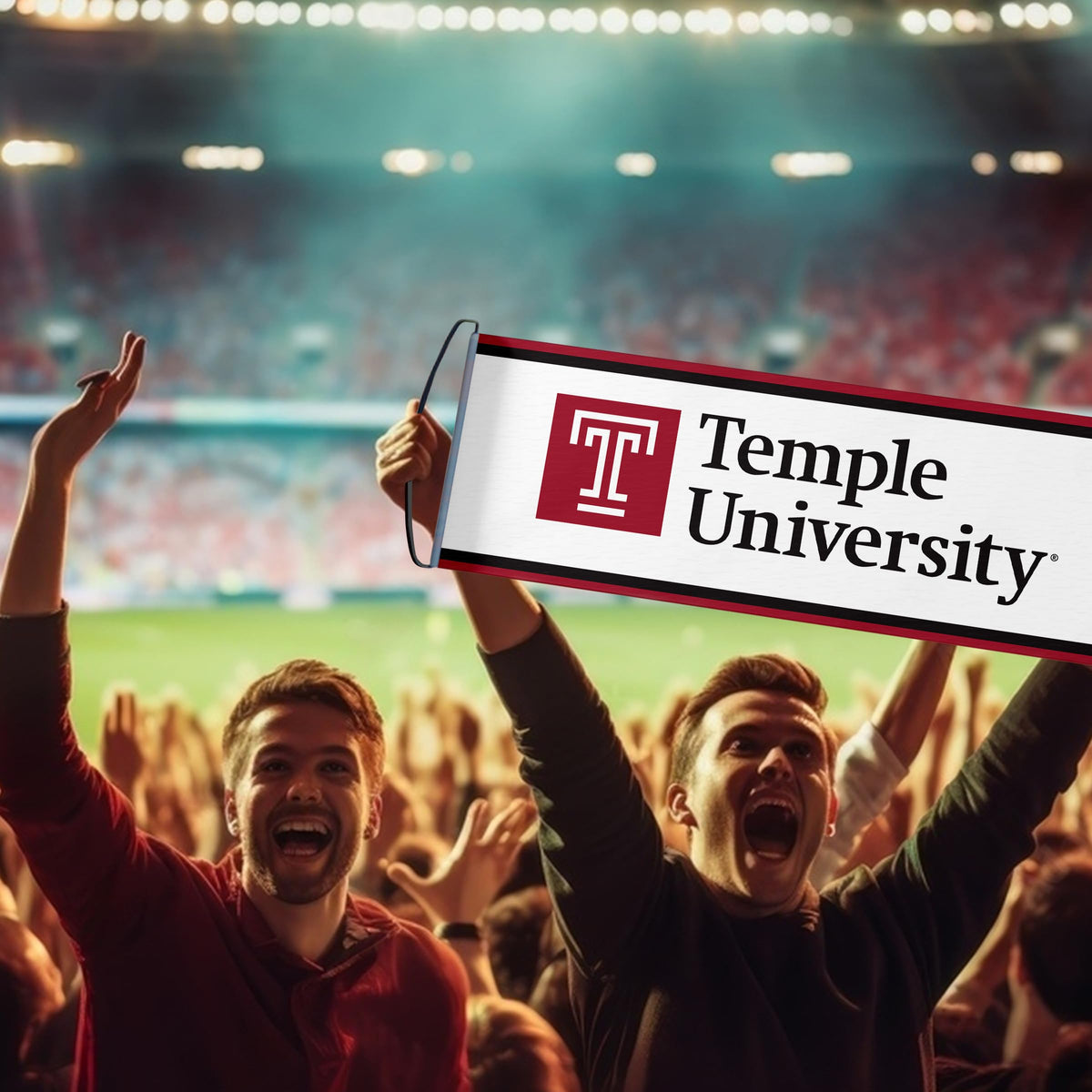 AGAS Temple University Wordmark Logo Scroll Banner 9.5 x 27.5 inch – Single Sided Printed Vinyl 1 Ply – Officially Licensed NCAA Product – Temple Owls Roll Up Banner with PVC Tube and Handles