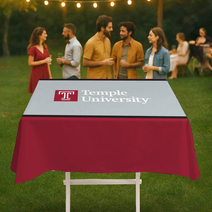 AGAS Temple University Table Cover 48 x 48 inch – Single Sided Printed Wrap Knitted Polyester – Officially Licensed NCAA Product – Temple Owls Square Tablecloth with Double Stitched Edges