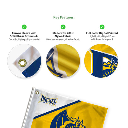 AGAS Drexel Dragons Stripes Golf Flags with Brass Grommets 6"x8", Mini Putting Green Flags for Yard, 200D Nylon, Canvas Header Stitched Borders