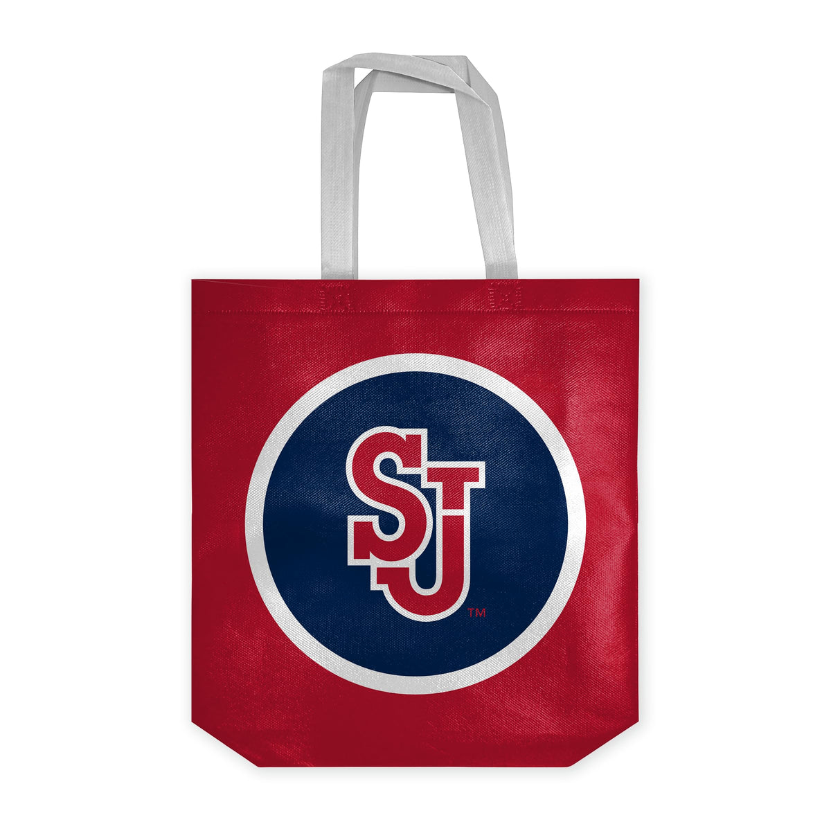AGAS St. John’s University Tote Bag 14 x 14 x 8 inch – Single Sided Printed Nonwoven Fabric SJU Red Storm SJ Logo Design – Official NCAA Red Storm Product – Reusable Tote Bag