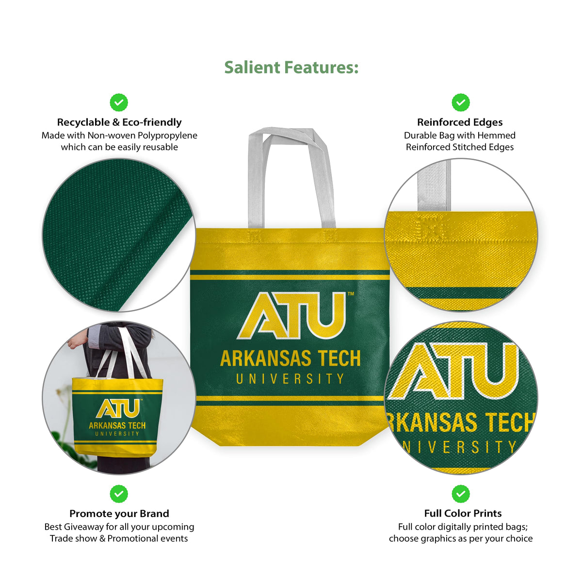 Arkansas Tech University Tote Bag 14 x 14 x 8 inch