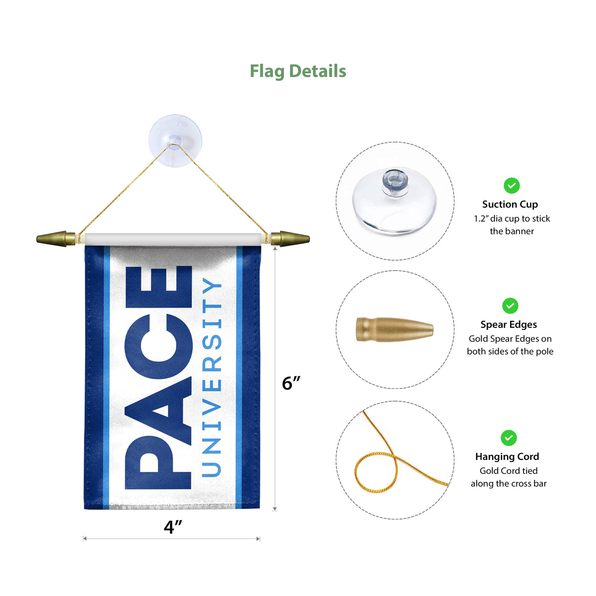 Pace University Mini Banner 4 x 6 inch