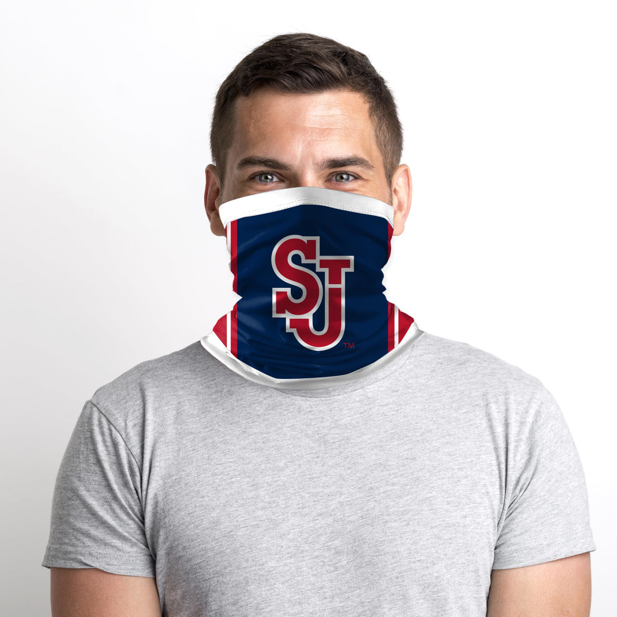AGAS St. John's University Neck Gaiter 9 x 10 inch – Single Sided Printed Stretch Polyester SJU Red Storm SJ Logo Design – Official NCAA Red Storm Product – Face Cover