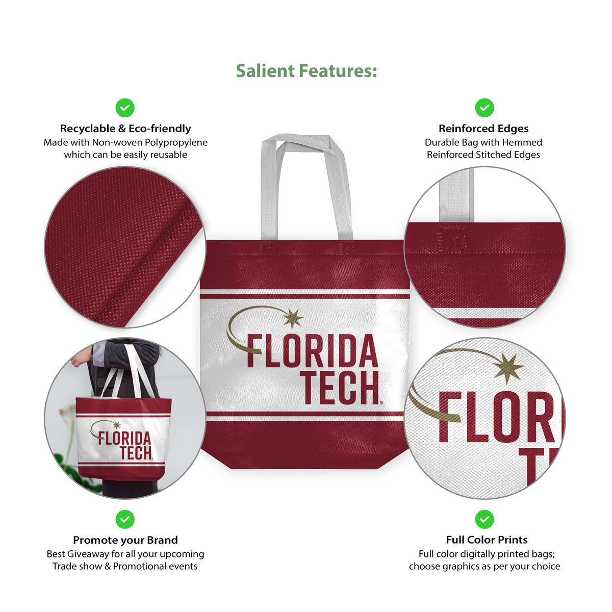 Florida Institute of Technology Tote Bag 14 x 14 x 8 inch