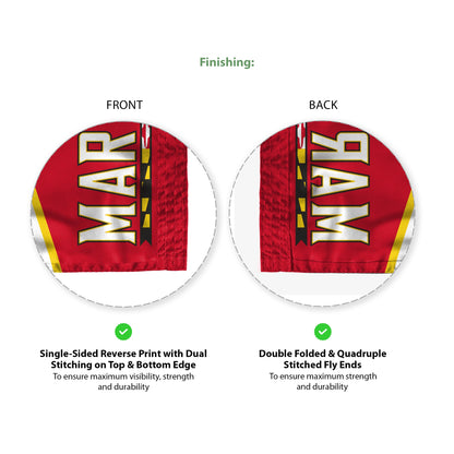 AGAS - University of Maryland Golf Flags with Brass Grommets 6"x8", Mini Putting Green Flags for Yard, 200D Nylon, Canvas Header Stitched Borders
