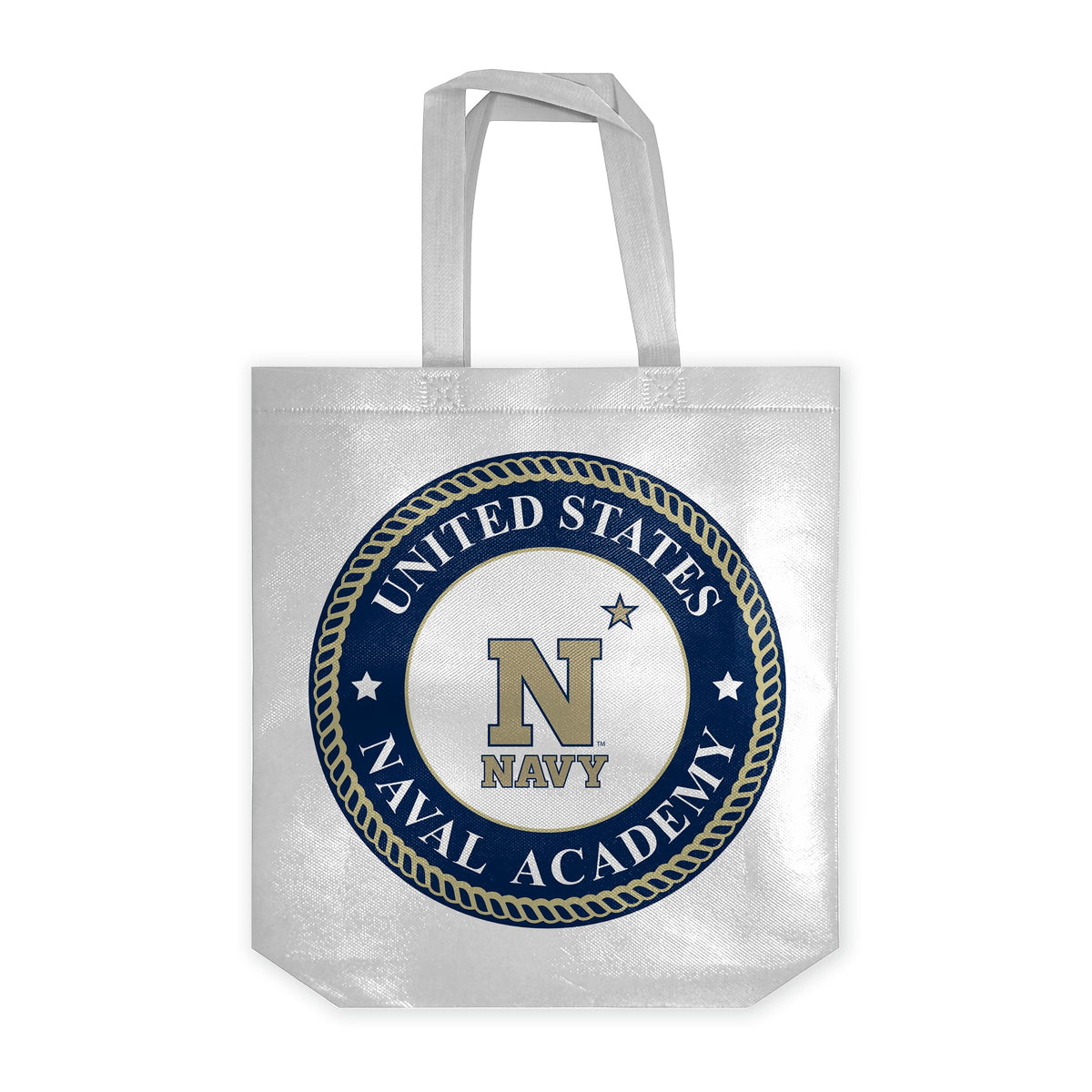 United States Naval Academy Midshipmen Logo Tote Bag, Non Woven Fabric, Shoulder Straps 14"x14"