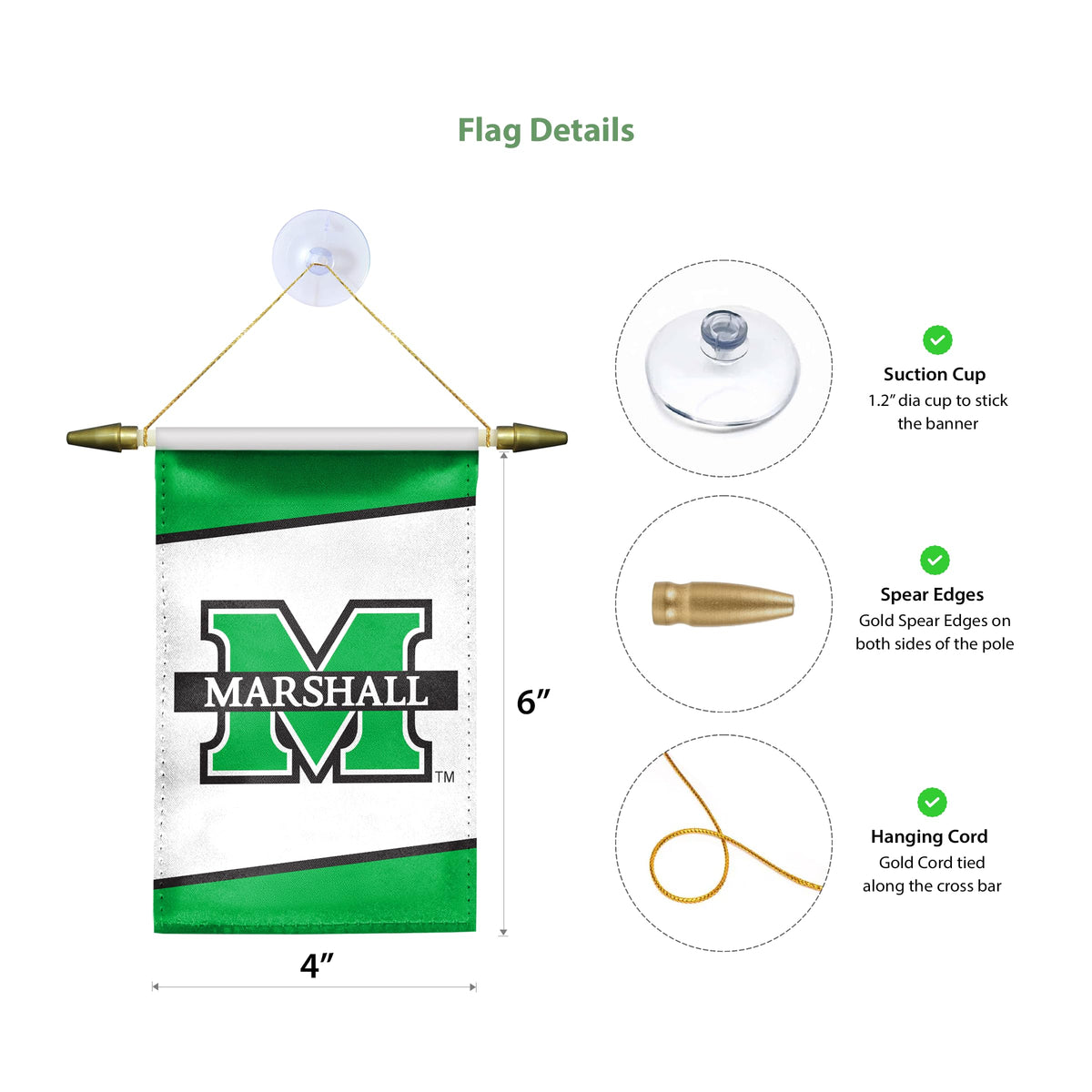 Marshall University Mini Banner 4 x 6 inch
