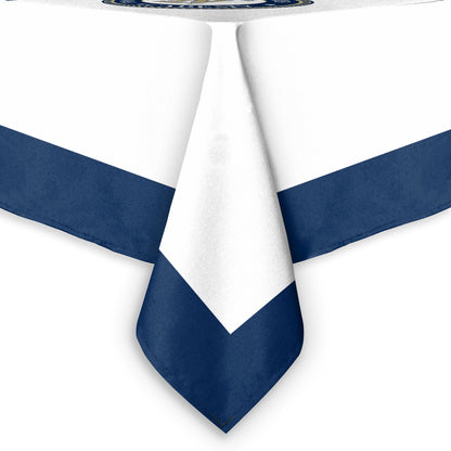 USNA Naval Academy Tablecover, 48in. Wide x 48in. Long, Gold-Blue Polyester, Party supplies, Navy Shipmen tablecloth for graduation, football tailgating, and birthday party decorations