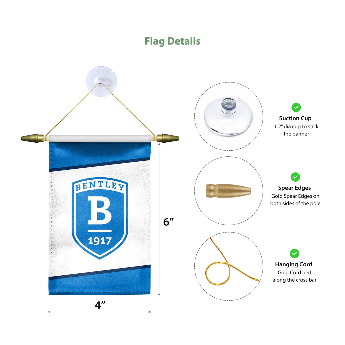 Bentley University Mini Banner 4 x 6 inch