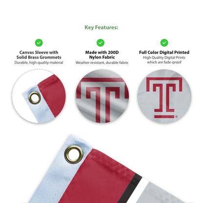 AGAS Temple University TU 3x5 ft Nylon Flags