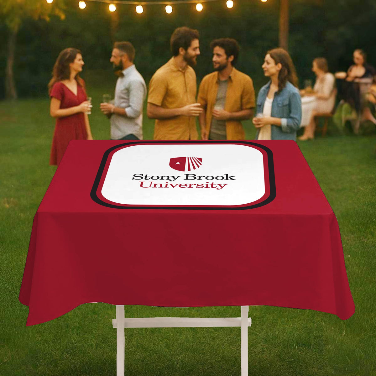 AGAS Stony Brook University Table Cover 48 x 48 inch – Single Sided Printed Wrap Knitted Polyester Stony Brook Seawolves Design – Official NCAA SBU Product – Square Table Cover