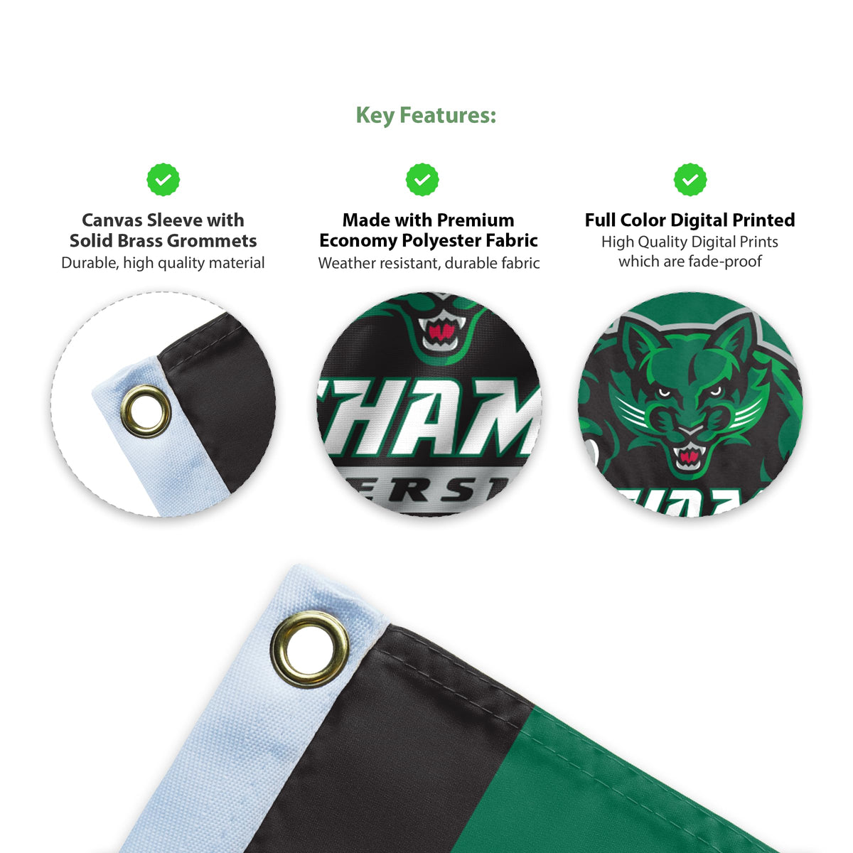 AGAS Binghamton University Flag 12 x 18 inch – Single Sided Printed Polyester BU Bearcats Mascot and Wordmark Design – Official NCAA Binghamton Bearcats Flag – Outdoor Display with Canvas Header, Brass Grommets and Reinforced Stitched Edges