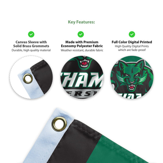 AGAS Binghamton University Flag 3 x 5 ft – Single Sided Printed Polyester BU Bearcats Mascot and Wordmark Design – Official NCAA Binghamton Bearcats Flag – Outdoor Display with Canvas Header, Brass Grommets and Reinforced Stitched Edges