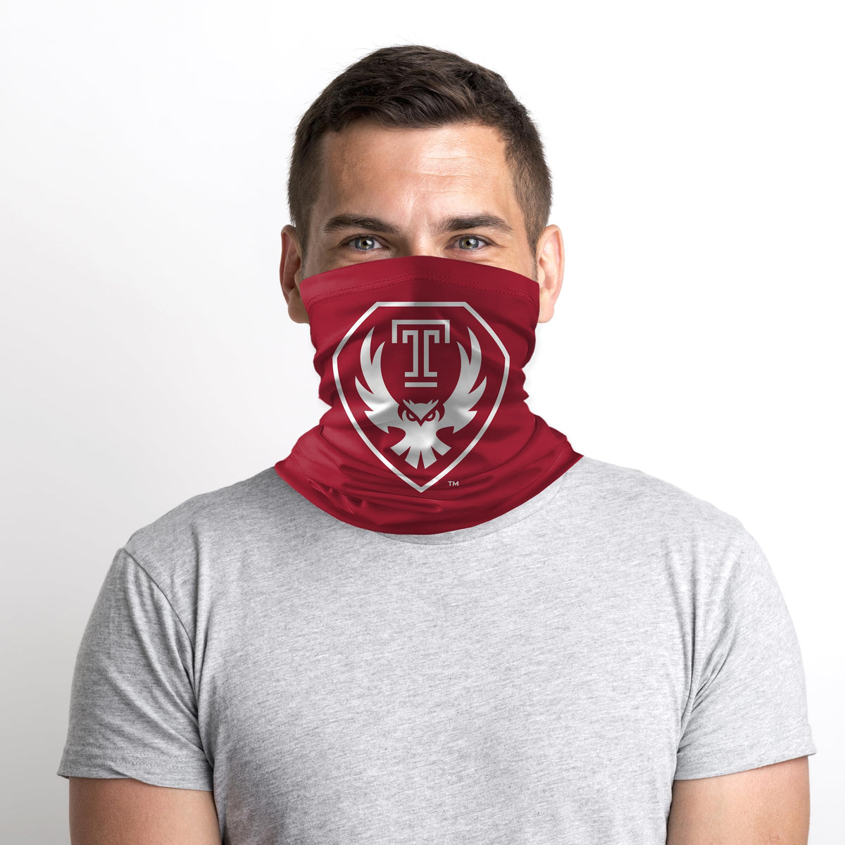 AGAS Temple Owls Logo Neck Gaiter 9 x 10 inch – Single Sided Printed Stretch Polyester with Bleed Through – Officially Licensed NCAA Product – Temple University Face Cover