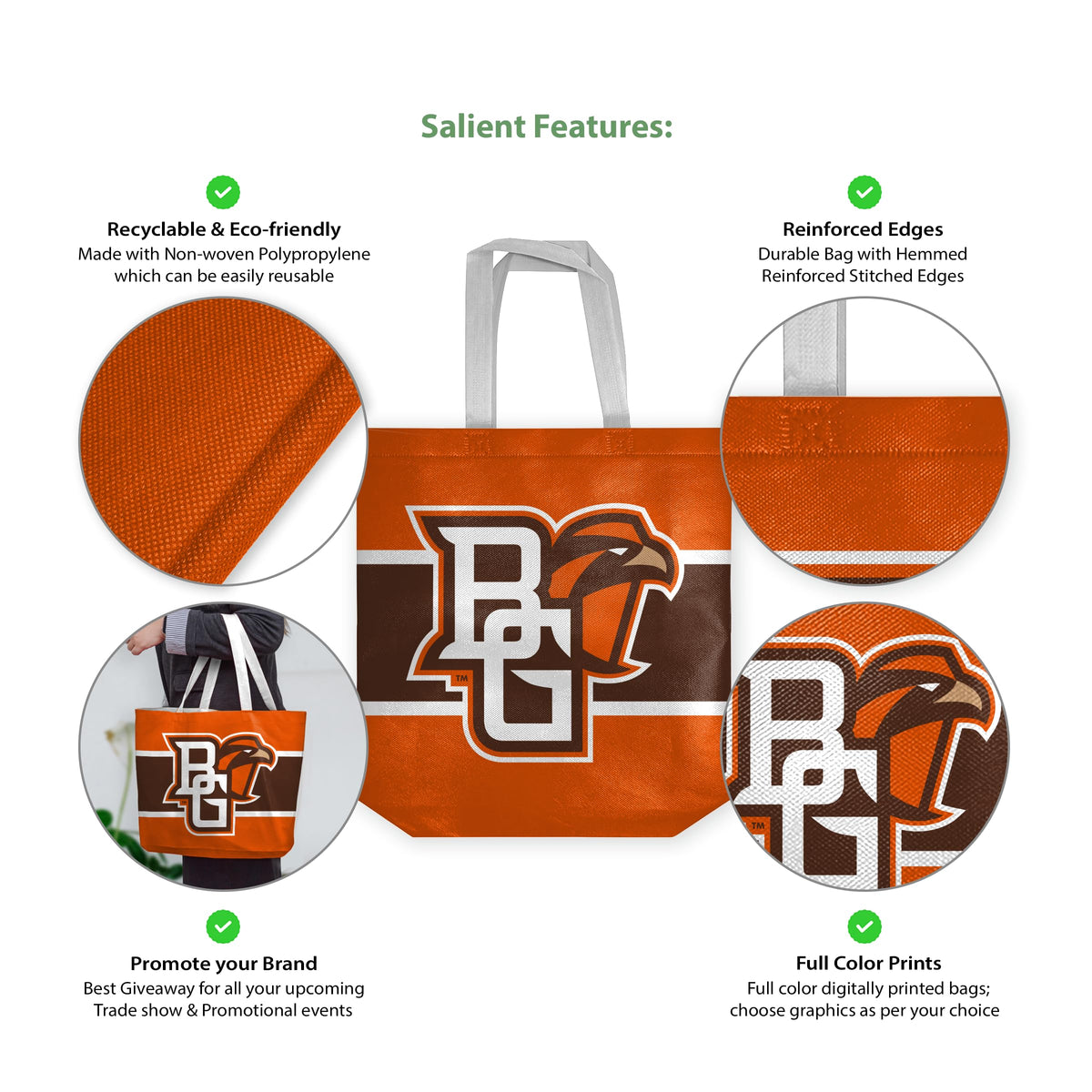 Bowling Green State University Tote Bag 14 x 14 x 8 inch