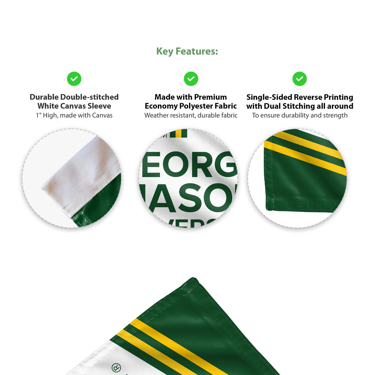 AGAS George Mason GMU University 12"x18" Garden Flags Printed Polyester with 12" Pole Sleeve -Officially Licensed Patriots Yard Flag without Garden Stand