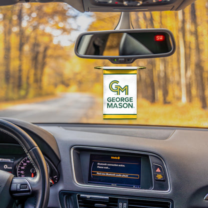 AGAS Small George Mason GMU University Banner - Mini Banner with Suction Cup 4x6 Inch - Patriots Mini Flags for Car Rearview Mirror and Window Décor
