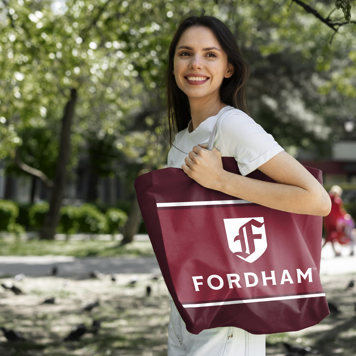 AGAS Fordham University Tote Bag 14 x 14 x 8 inch – Single Sided Printed Nonwoven Fabric Fordham Rams Bag with F Logo – Official NCAA Product – Fordham University Reusable Tote