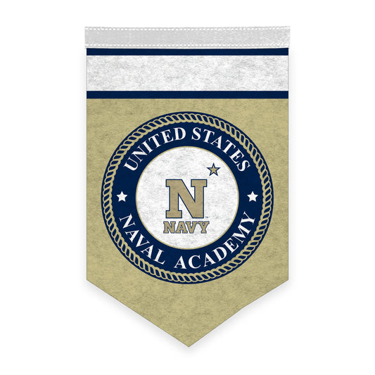 AGAS Mini US Naval Academy Midshipmen Logo Wall Hanging Triangle Felt Banner 12X18 inches - with 1" Pole Sleeve