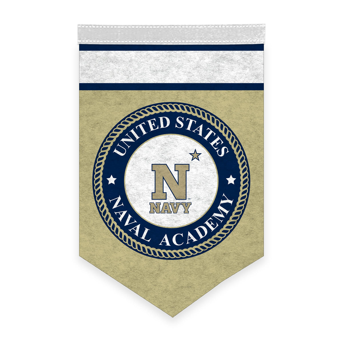 AGAS Mini US Naval Academy Midshipmen Logo Wall Hanging Triangle Felt Banner 12X18 inches - with 1" Pole Sleeve