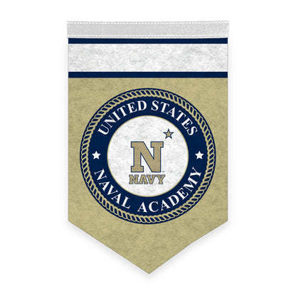 AGAS Mini US Naval Academy Midshipmen Logo Wall Hanging Triangle Felt Banner 12X18 inches - with 1" Pole Sleeve