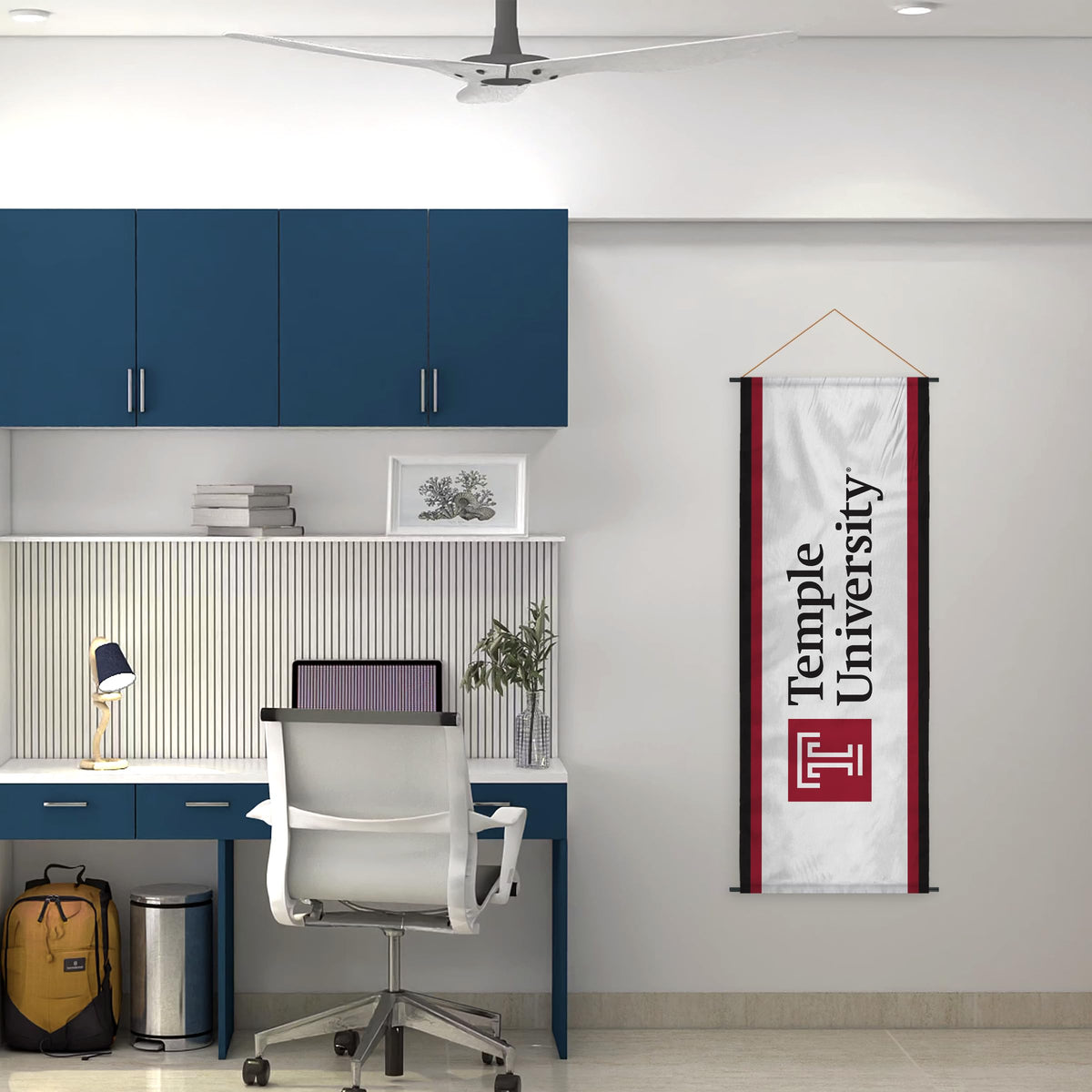 AGAS Temple University Vertical Wordmark Scroll Sign 17.5 x 48 inch – Single Sided Printed Polyester – Officially Licensed NCAA Product – Temple Owls Hanging Scroll Sign with PVC Poles and Hanging Cord