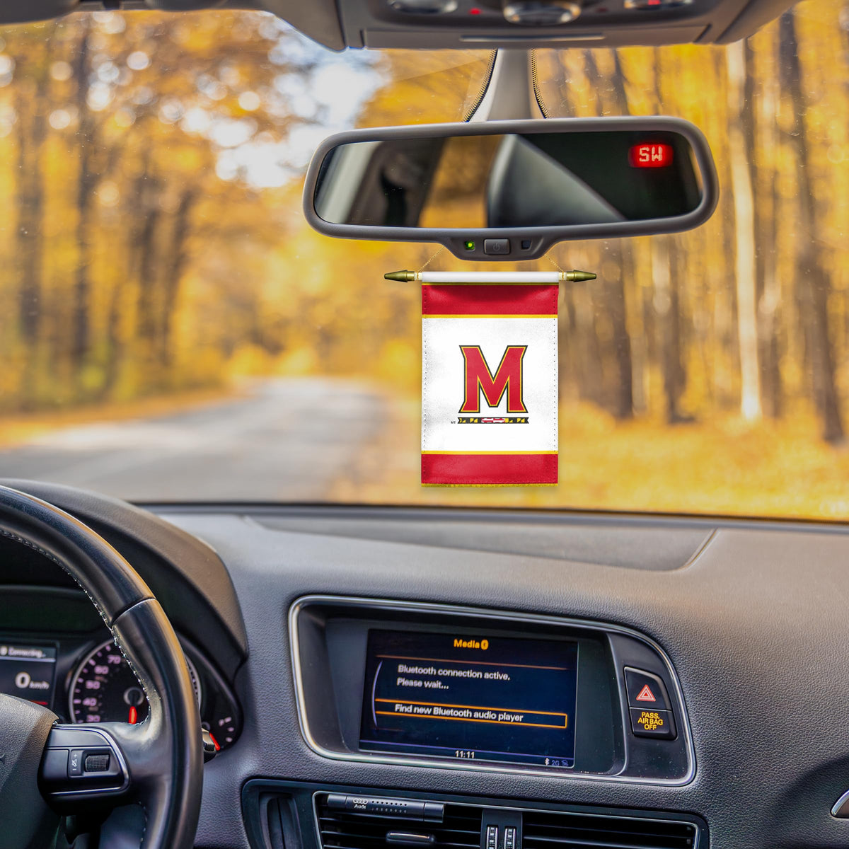 AGAS Small Maryland UMD University Banner - House Flag with Suction Cup 4x6 Inch - Terps Mini Flags for Car Rearview Mirror and Window Décor
