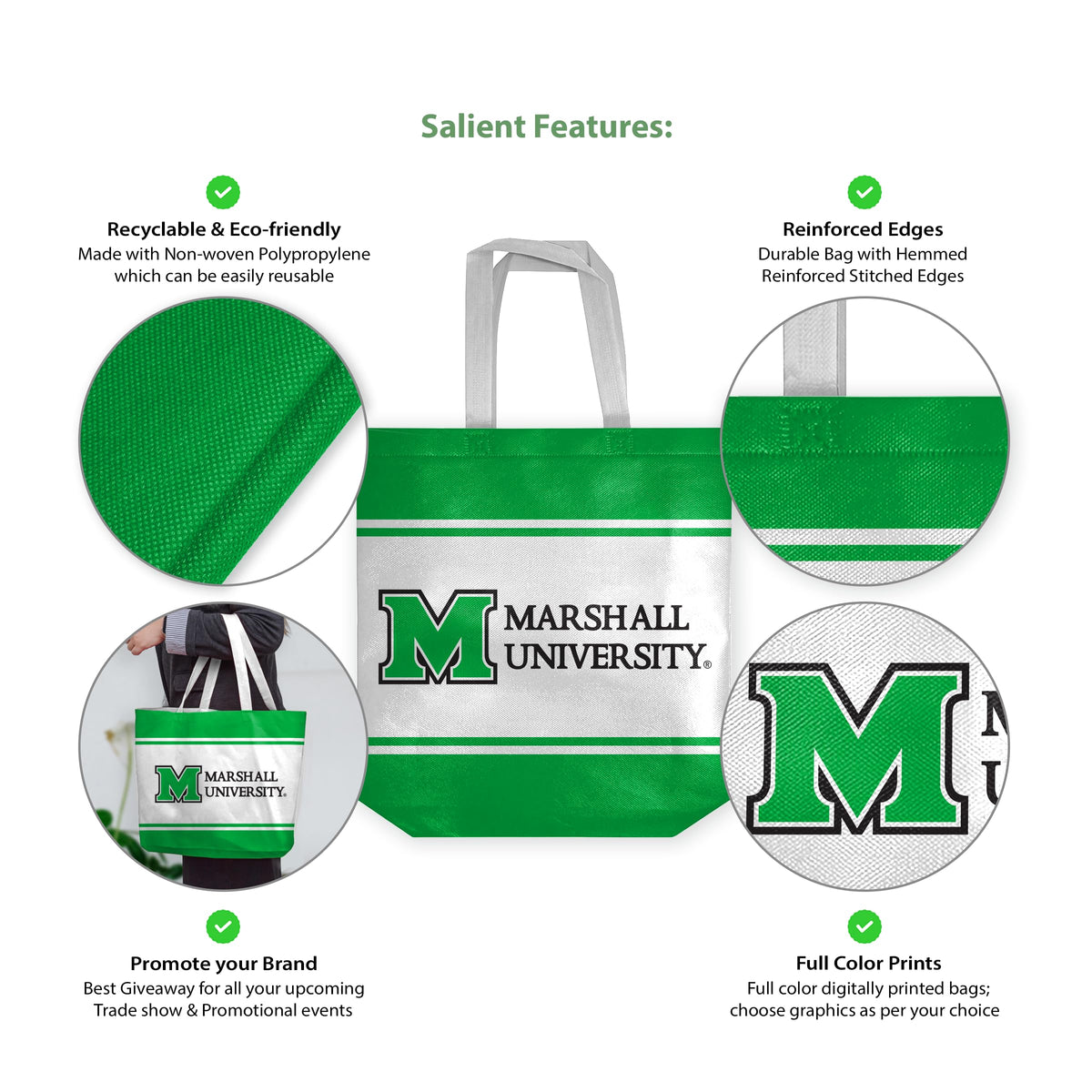 Marshall University Tote Bag 14 x 14 x 8 inch