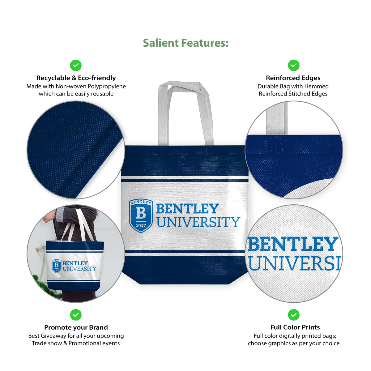 Bentley University Tote Bag 14 x 14 x 8 inch