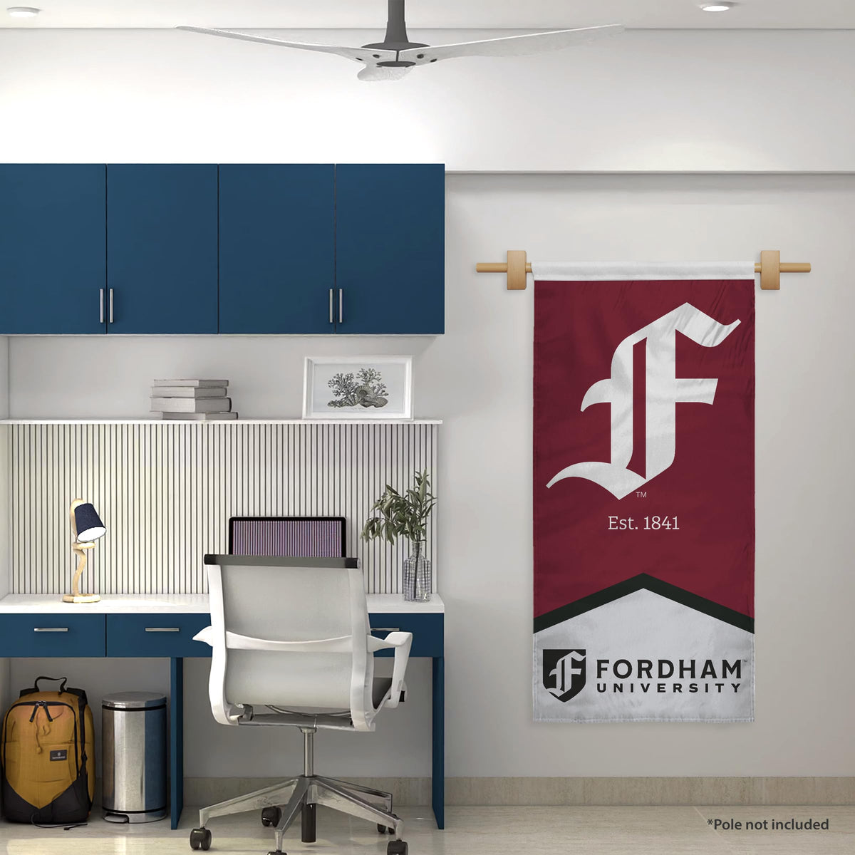 AGAS Fordham University Vertical Banner 2 x 4 ft – Single Sided Printed Polyester Fordham Rams Banner with F Logo – Official NCAA Product – Fordham University Hanging Banner with 1.5 inch Pole Sleeve and Reinforced Stitching