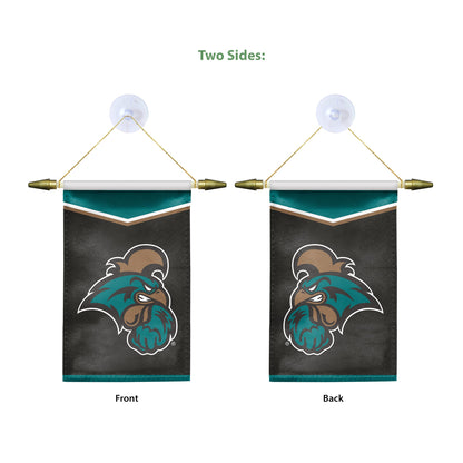 AGAS Small Coastal Carolina CCU University Mini Banner with Suction Cup 4x6 Inch - Chanticleers Mini Flags for Car Rearview Mirror and Window Décor
