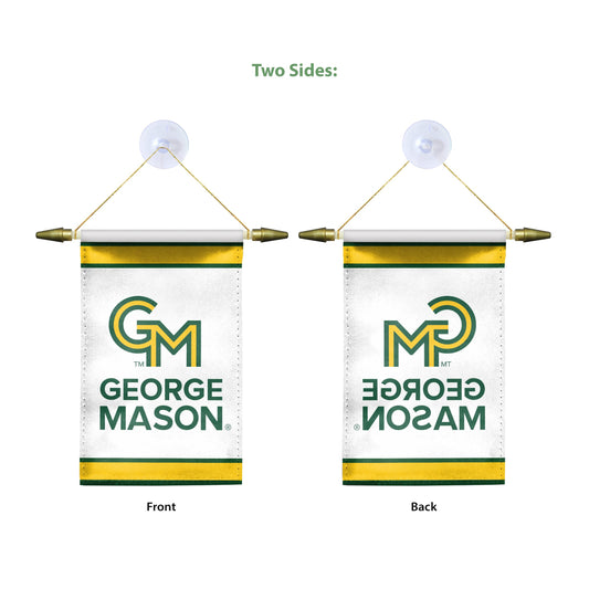 AGAS Small George Mason GMU University Banner - Mini Banner with Suction Cup 4x6 Inch - Patriots Mini Flags for Car Rearview Mirror and Window Décor