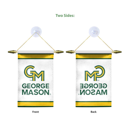 AGAS Small George Mason GMU University Banner - Mini Banner with Suction Cup 4x6 Inch - Patriots Mini Flags for Car Rearview Mirror and Window Décor