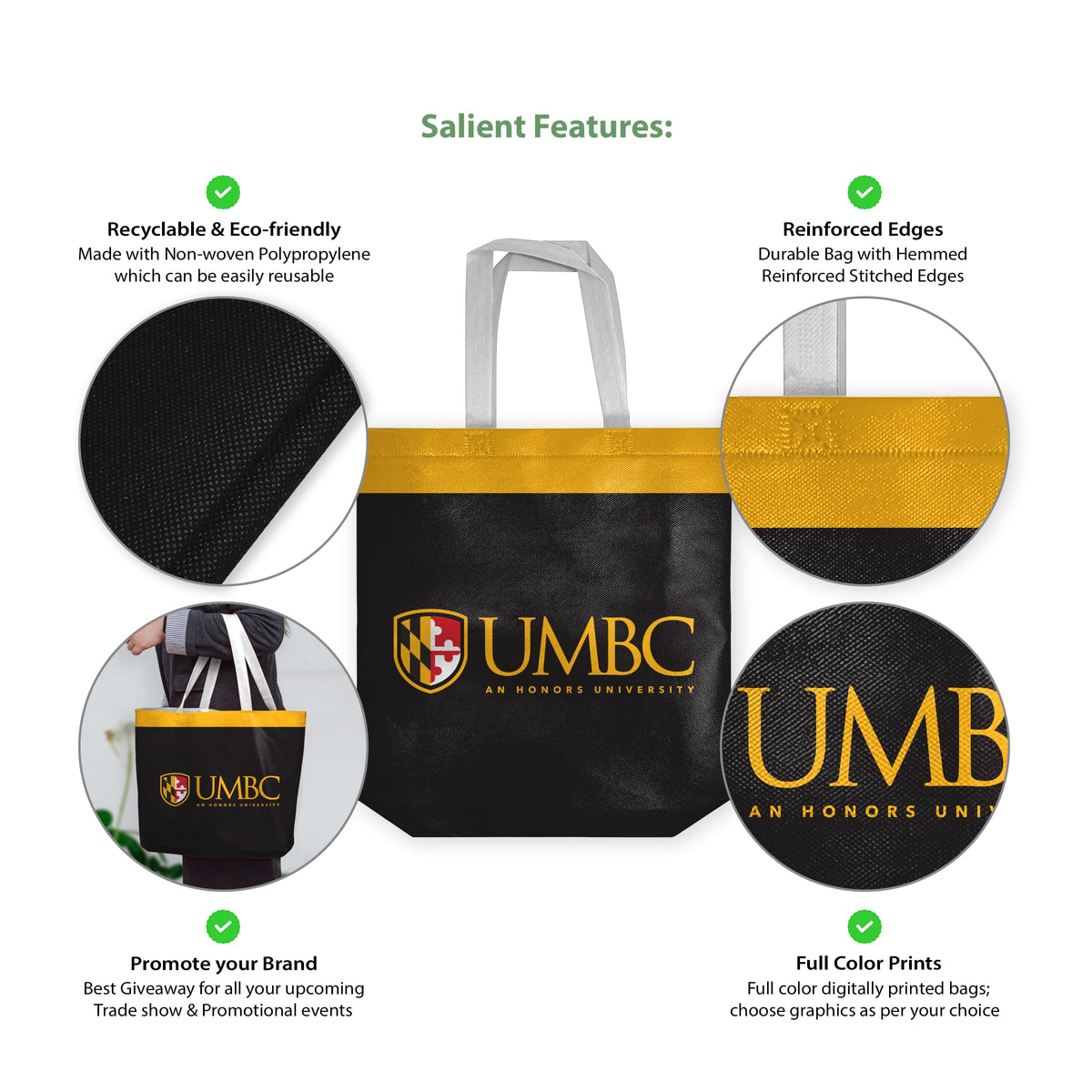 University of Maryland Baltimore County Tote Bag 14 x 14 x 8 inch