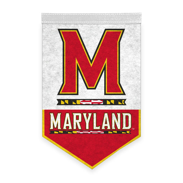 AGAS Mini Maryland UMD University House Flag Wall Hanging Triangle Felt Banner 12 x 18" - with Pole Sleeve