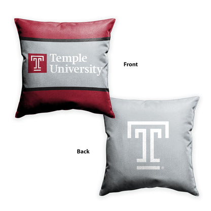 AGAS Temple University T Logo and Text Cushion Cover 18 x 18 inch – Single Sided Printed Spun Polyester – Officially Licensed NCAA Product – Temple Owls Pillow Cover with 16 inch Zipper Closure