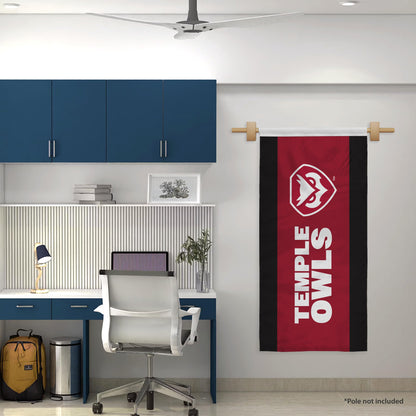 AGAS Temple Owls Vertical Text Banner 2 x 4 ft – Single Sided Printed Polyester with Bleed Through – Officially Licensed NCAA Product – Temple University Hanging Banner with 1.5 inch Pole Sleeve and Reinforced Stitching