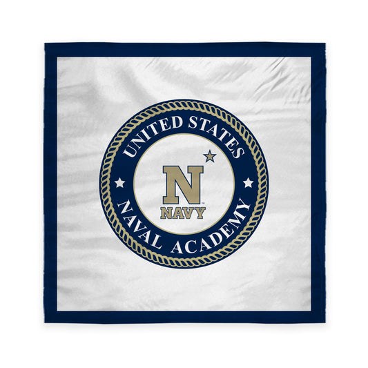 USNA Naval Academy Tablecover, 48in. Wide x 48in. Long, Gold-Blue Polyester, Party supplies, Navy Shipmen tablecloth for graduation, football tailgating, and birthday party decorations