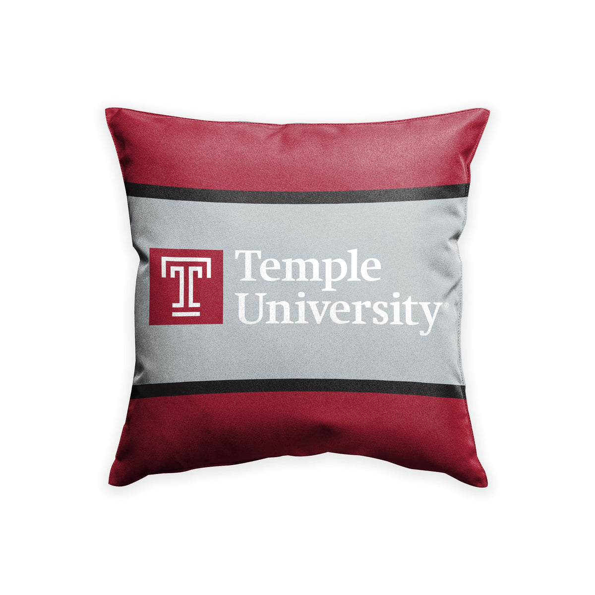 AGAS Temple University T Logo and Text Cushion Cover 18 x 18 inch – Single Sided Printed Spun Polyester – Officially Licensed NCAA Product – Temple Owls Pillow Cover with 16 inch Zipper Closure