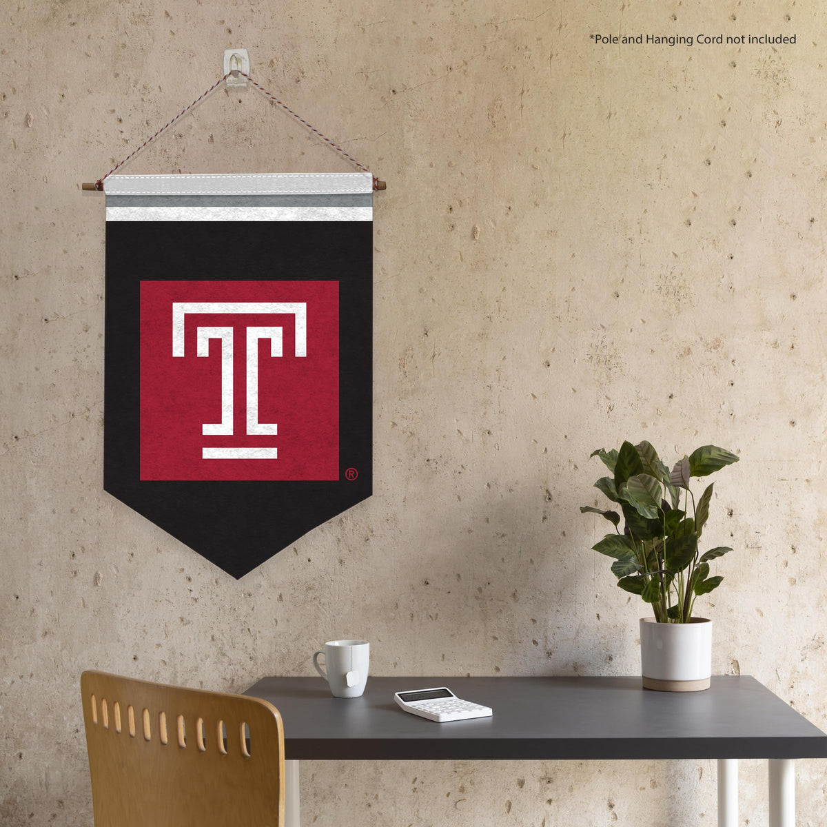 AGAS Temple University Block T Felt Banner 12 x 18 inch – Single Sided Printed Felt 1 Ply – Officially Licensed NCAA Product – Temple Owls Wall Banner with 1 inch Header and Heat Cut Edges