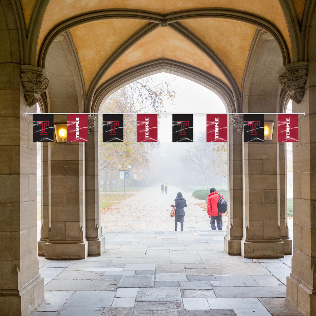 AGAS Temple University Text and T Logo Rectangle Pennant Banner String 9 x 12 inch – 30 ft Flags – Single Sided Printed 9 Mil Poly – Officially Licensed NCAA Product – Temple Owls Party Banner with 18 Pennants Individually Bagged