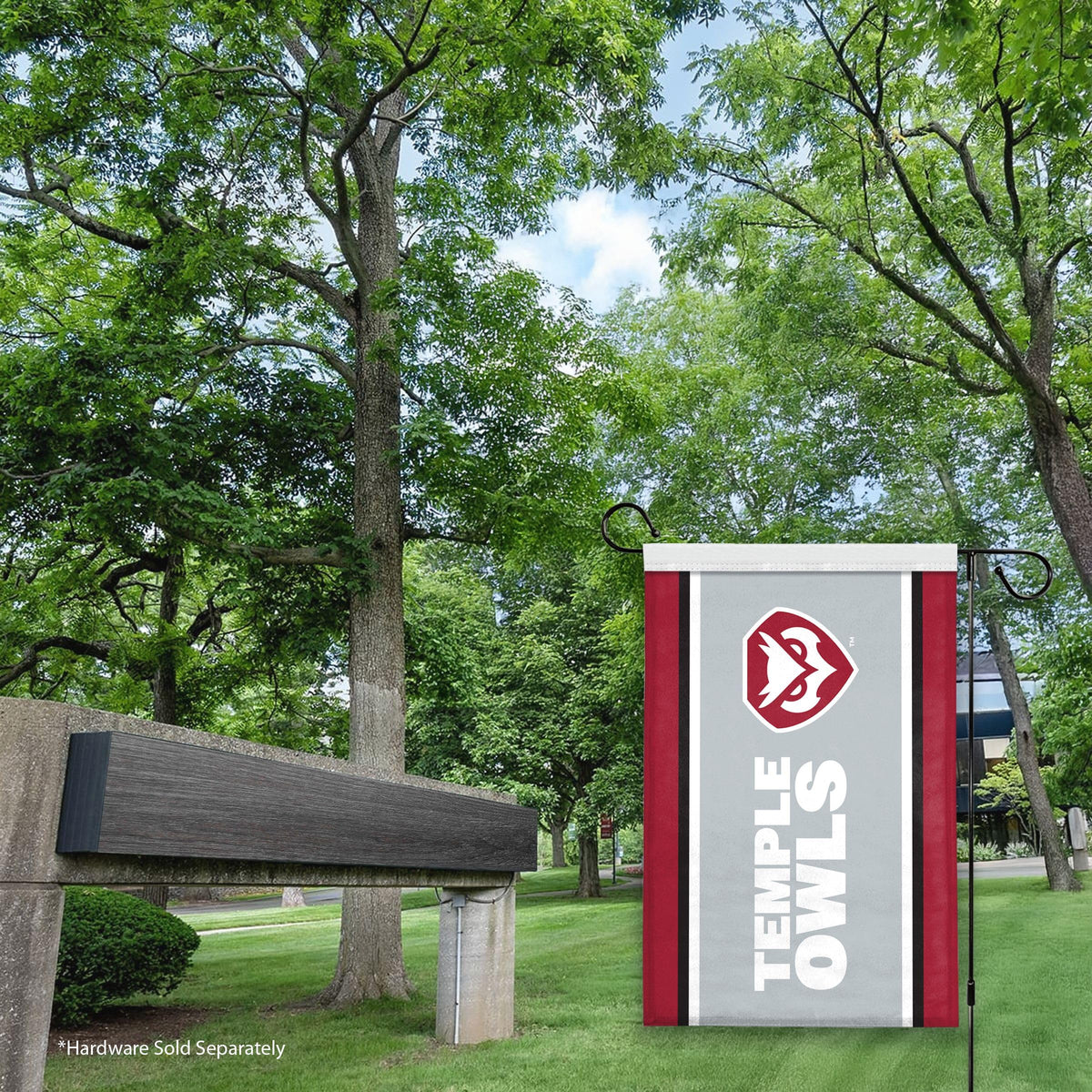AGAS Temple Owls Vertical Wordmark Garden Flag 12 x 18 inch – Single Sided Printed Polyester with Bleed Through – Officially Licensed NCAA Product – Temple University Outdoor Flag with Canvas Sleeve and Reinforced Stitching – No Pole Included