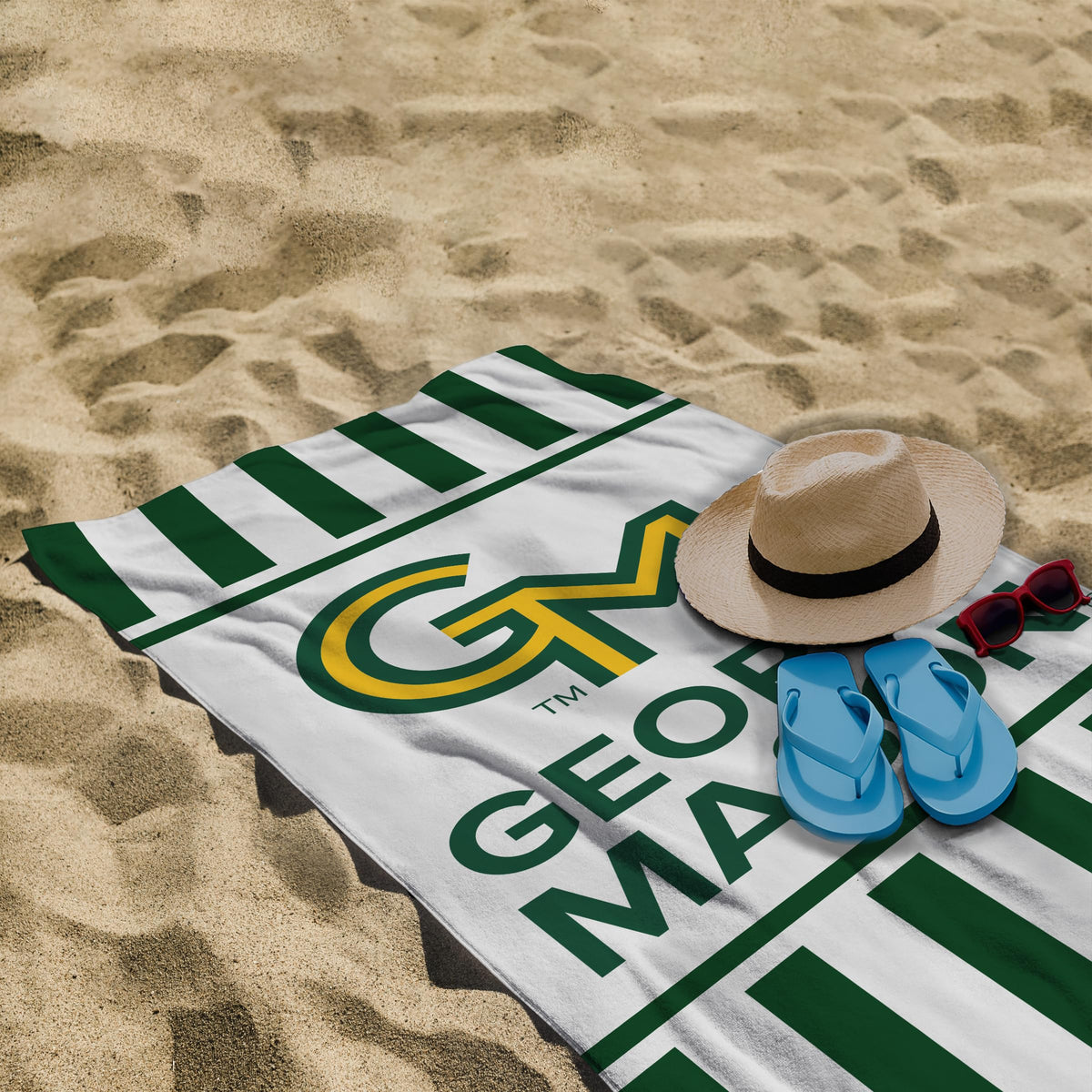 A.G.A.S Manufacturing Group AGAS George Mason GMU University Large Beach Towel, 30" x 60" - George Mason Merch- Unisex- Microfiber Beach Poll Lounging Towel