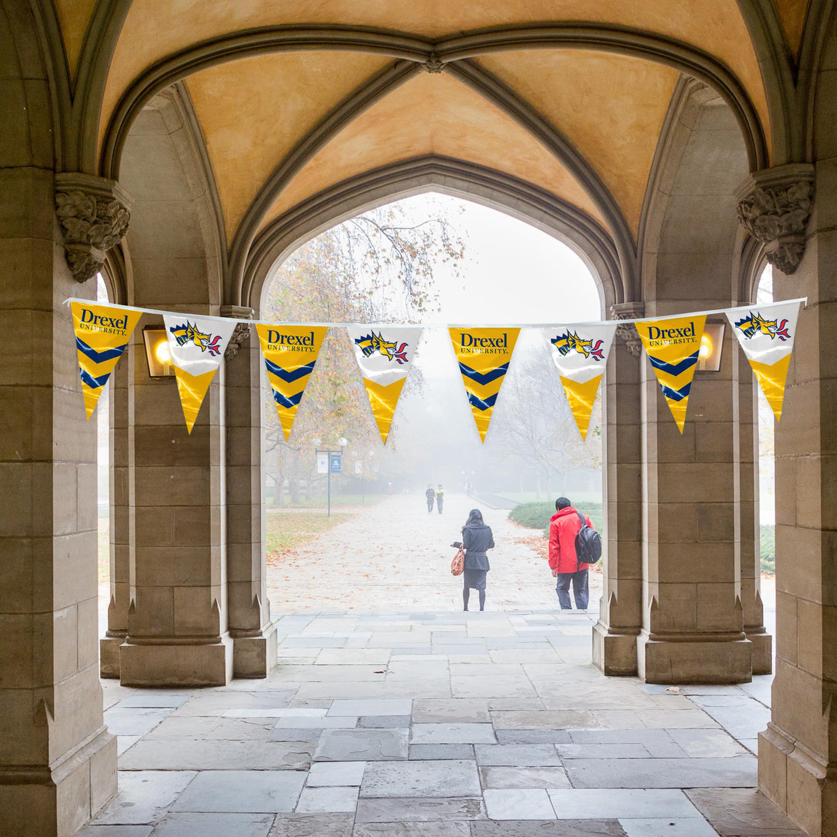 AGAS 15' Drexel DU Dragons Pennant Banner, Navy Triangle Flag Bunting Party Decorations, Game Day, Dorms, College Party V-Shaped Streamers, Drexel Bunting
