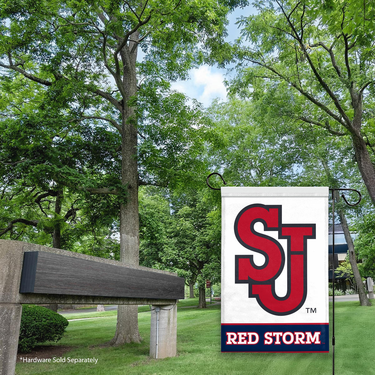 AGAS St. John’s University Garden Flag 12 x 18 inch – Single Sided Printed Polyester SJU Red Storm SJ Logo Design – Official NCAA Red Storm Flag – Outdoor Display with Canvas Sleeve and Reinforced Stitching - Without Pole